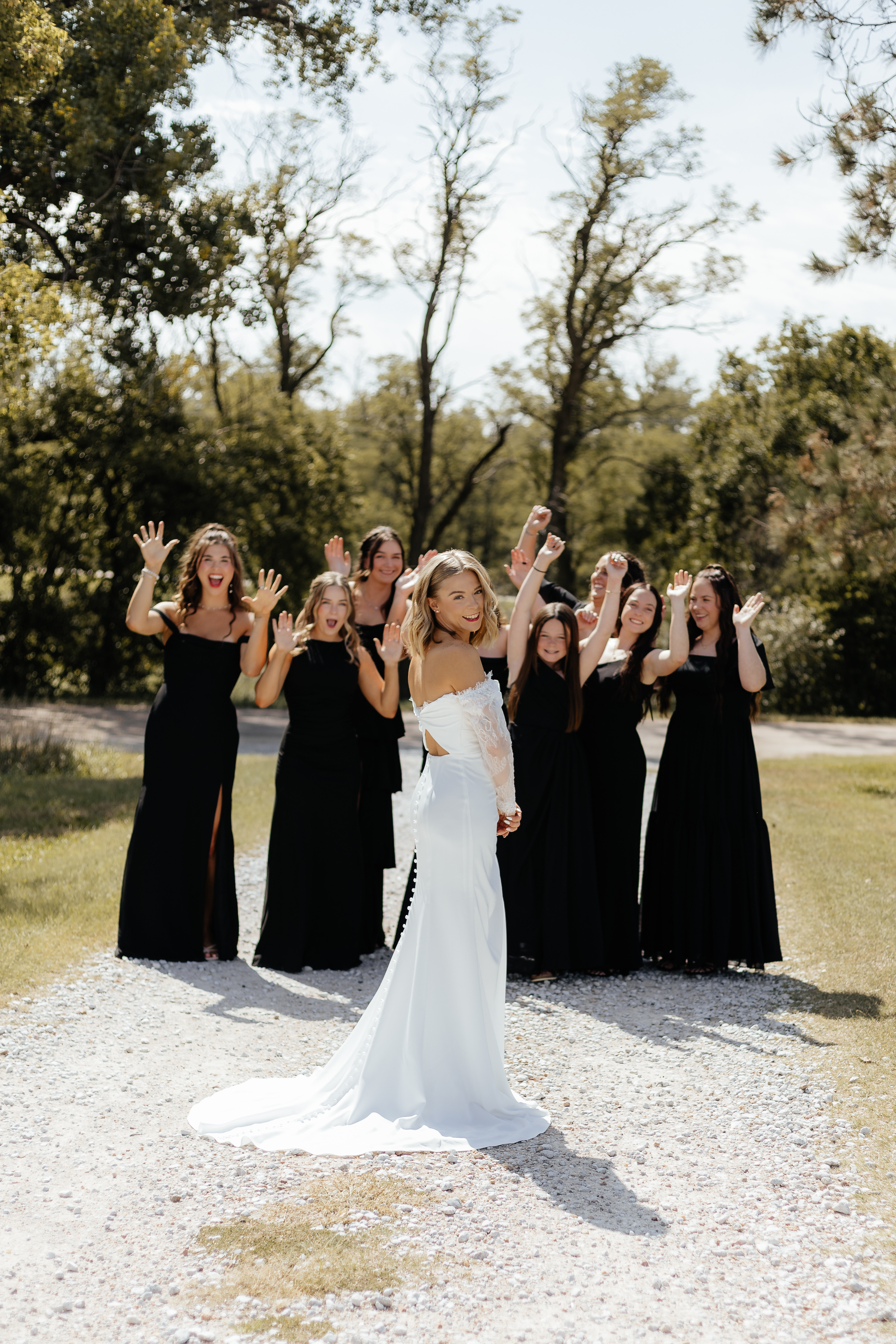Bride and Bridesmaids on Wedding Day